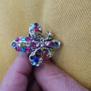 Multicolored Fleur de Lis Stretch Ring